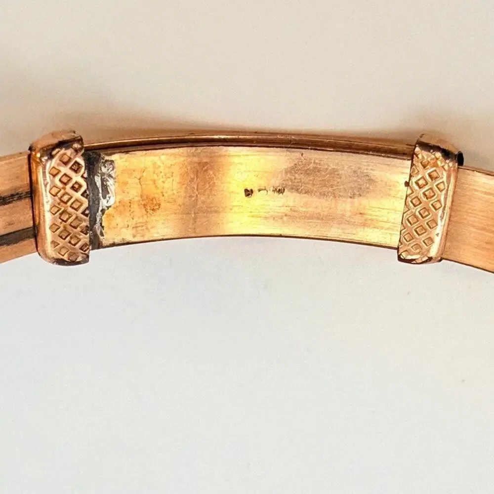 Antique Victorian Signed H.D.M. H.D. Merritt & Co ELLA Bangle Bracelet Gold Tone